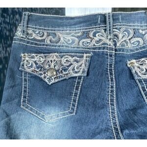 Soundgirl Jeans Womens 11 Blue Bootcut Mid Rise Embroidered Flap Pockets Western